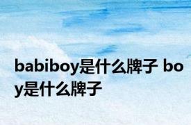 babiboy是什么牌子 boy是什么牌子