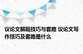 议论文解题技巧与套路 议论文写作技巧及套路是什么