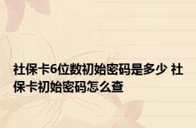 社保卡6位数初始密码是多少 社保卡初始密码怎么查