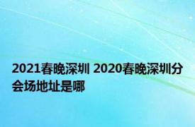 2021春晚深圳 2020春晚深圳分会场地址是哪