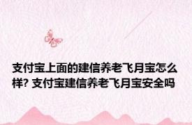 支付宝上面的建信养老飞月宝怎么样? 支付宝建信养老飞月宝安全吗