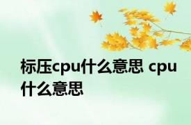 标压cpu什么意思 cpu什么意思