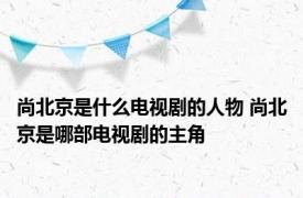 尚北京是什么电视剧的人物 尚北京是哪部电视剧的主角