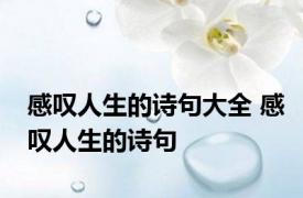 感叹人生的诗句大全 感叹人生的诗句