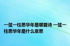 一弦一柱思华年是哪首诗 一弦一柱思华年是什么意思