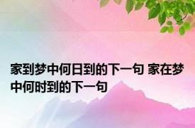 家到梦中何日到的下一句 家在梦中何时到的下一句