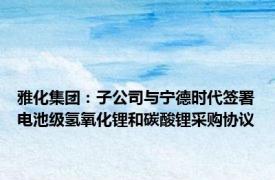 雅化集团：子公司与宁德时代签署电池级氢氧化锂和碳酸锂采购协议