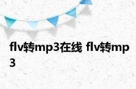 flv转mp3在线 flv转mp3 