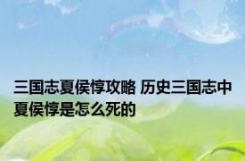 三国志夏侯惇攻略 历史三国志中夏侯惇是怎么死的