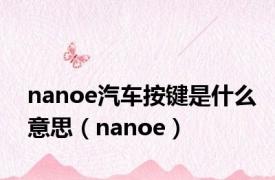 nanoe汽车按键是什么意思（nanoe）