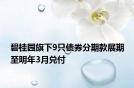 碧桂园旗下9只债券分期款展期至明年3月兑付