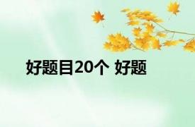 好题目20个 好题 