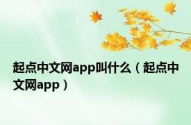 起点中文网app叫什么（起点中文网app）