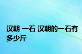 汉朝 一石 汉朝的一石有多少斤