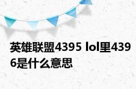 英雄联盟4395 lol里4396是什么意思