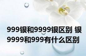 999银和9999银区别 银9999和999有什么区别