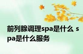 前列腺调理spa是什么 spa是什么服务