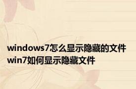 windows7怎么显示隐藏的文件 win7如何显示隐藏文件