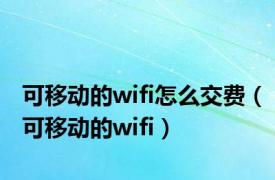 可移动的wifi怎么交费（可移动的wifi）