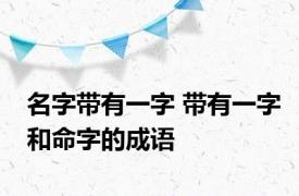 名字带有一字 带有一字和命字的成语