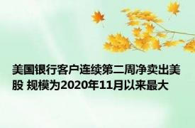 美国银行客户连续第二周净卖出美股 规模为2020年11月以来最大