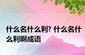 什么名什么利? 什么名什么利啊成语