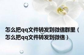 怎么把qq文件转发到微信群里（怎么把qq文件转发到微信）