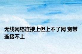 无线网络连接上但上不了网 宽带连接不上 