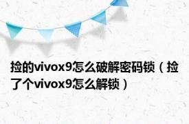 捡的vivox9怎么破解密码锁（捡了个vivox9怎么解锁）