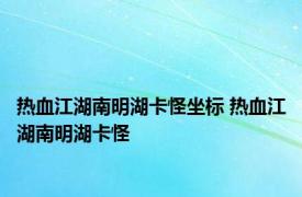 热血江湖南明湖卡怪坐标 热血江湖南明湖卡怪 