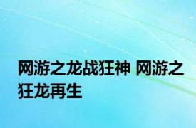 网游之龙战狂神 网游之狂龙再生 