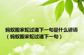 蚂蚁搬家蛇过道下一句是什么谚语（蚂蚁搬家蛇过道下一句）