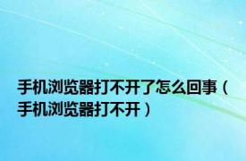 手机浏览器打不开了怎么回事（手机浏览器打不开）