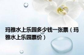 玛雅水上乐园多少钱一张票（玛雅水上乐园票价）