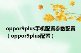 oppor9plus手机配置参数配置（oppor9plus配置）