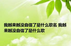 我越来越没自信了是什么歌名 我越来越没自信了是什么歌 