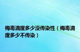 梅毒滴度多少没传染性（梅毒滴度多少不传染）