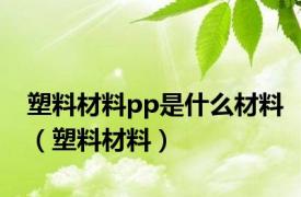 塑料材料pp是什么材料（塑料材料）