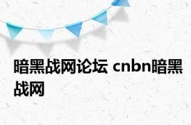 暗黑战网论坛 cnbn暗黑战网 