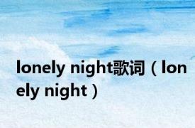 lonely night歌词（lonely night）