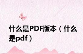 什么是PDF版本（什么是pdf）