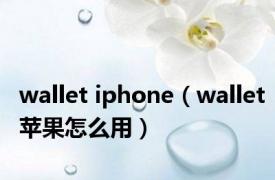 wallet iphone（wallet苹果怎么用）