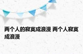 两个人的寂寞成浪漫 两个人寂寞成浪漫 