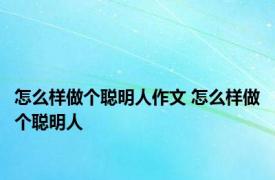 怎么样做个聪明人作文 怎么样做个聪明人 