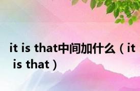 it is that中间加什么（it is that）