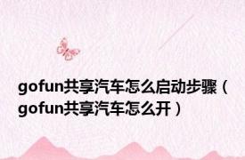 gofun共享汽车怎么启动步骤（gofun共享汽车怎么开）