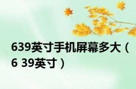 639英寸手机屏幕多大（6 39英寸）