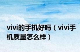 vivi的手机好吗（vivi手机质量怎么样）