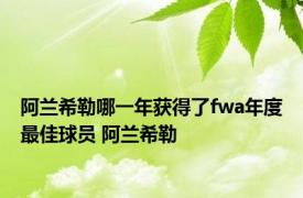 阿兰希勒哪一年获得了fwa年度最佳球员 阿兰希勒 