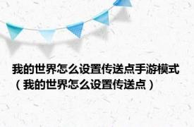 我的世界怎么设置传送点手游模式（我的世界怎么设置传送点）